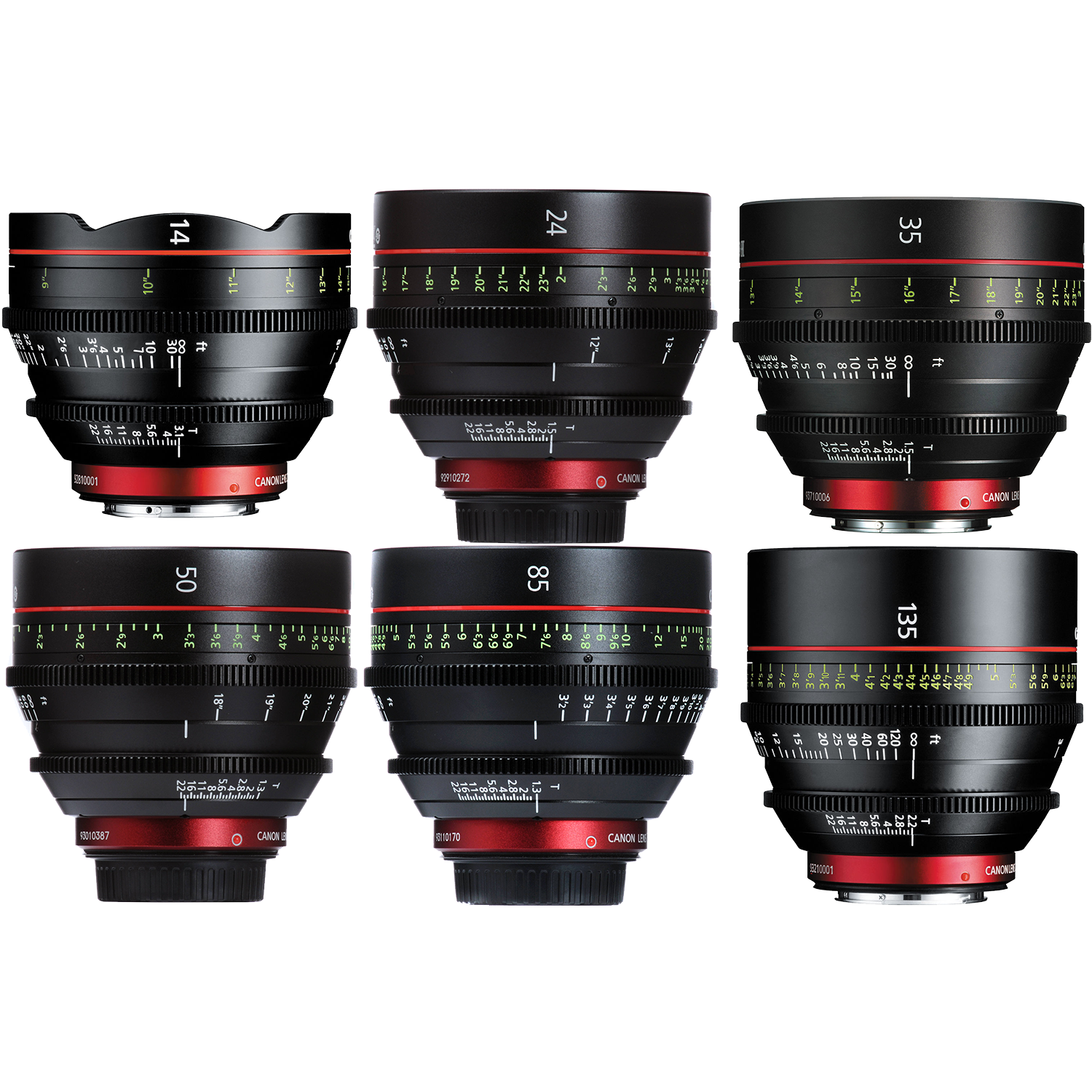 Комплект объективов Canon CN-E Lens Full Kit (14, 24, 35, 50, 85, 135 mm)